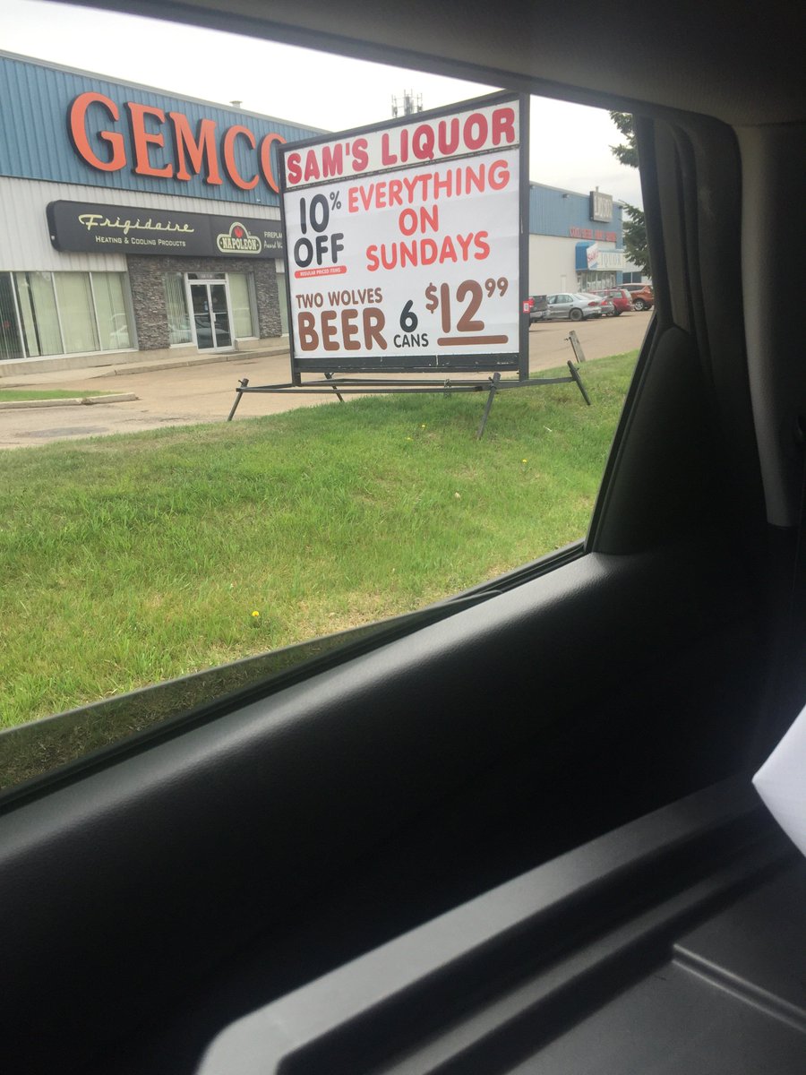 twowolvesbeer's tweet photo. We are at Sam's Customer Appreciation BBQ! So come on down, FREE samplings of our Arctic Blonde Ale + Great Plains Brown Ale - paired with Sam's BBQ grilling assortment 3-7PM, TODAY and TOMORROW! 9271 50 St NW, EDMONTON #samsliquorstore #twowolvesbeer https://t.co/5nPjcMz0vf