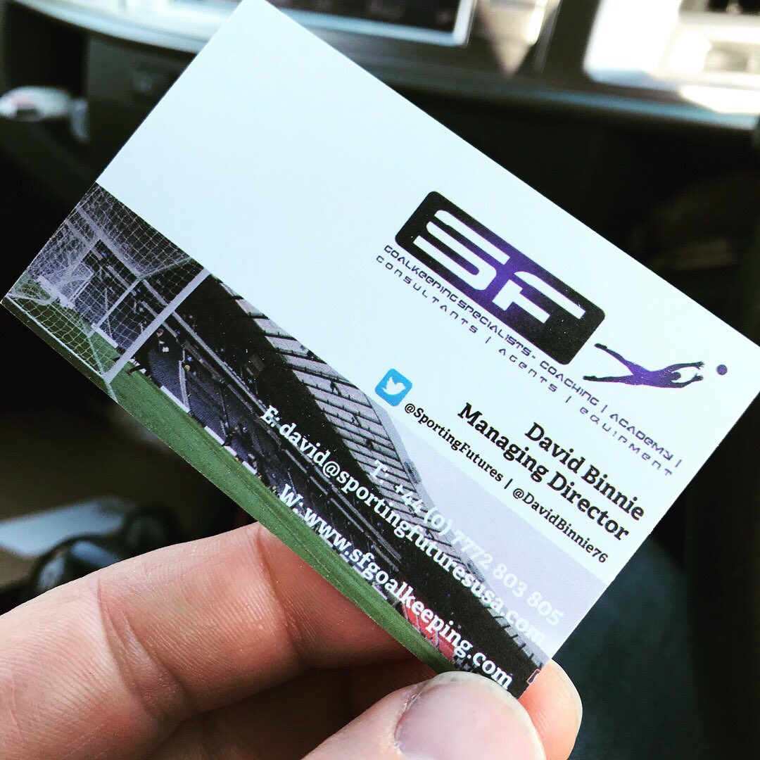 SportingFutures's tweet photo. #SFGK - New business card design arrived today.... exciting times and looking forward to making some great new connections at the National Goalkeeping Conference this coming weekend. https://t.co/GKgWRomSex