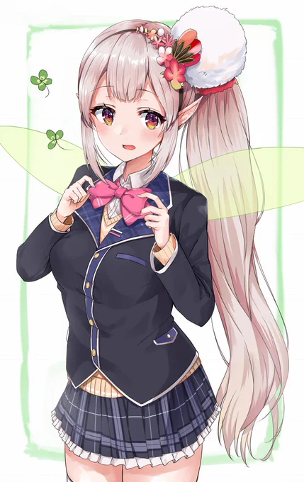 えるちゃんに委員長の制服着せてみた #えるの絵だよ 