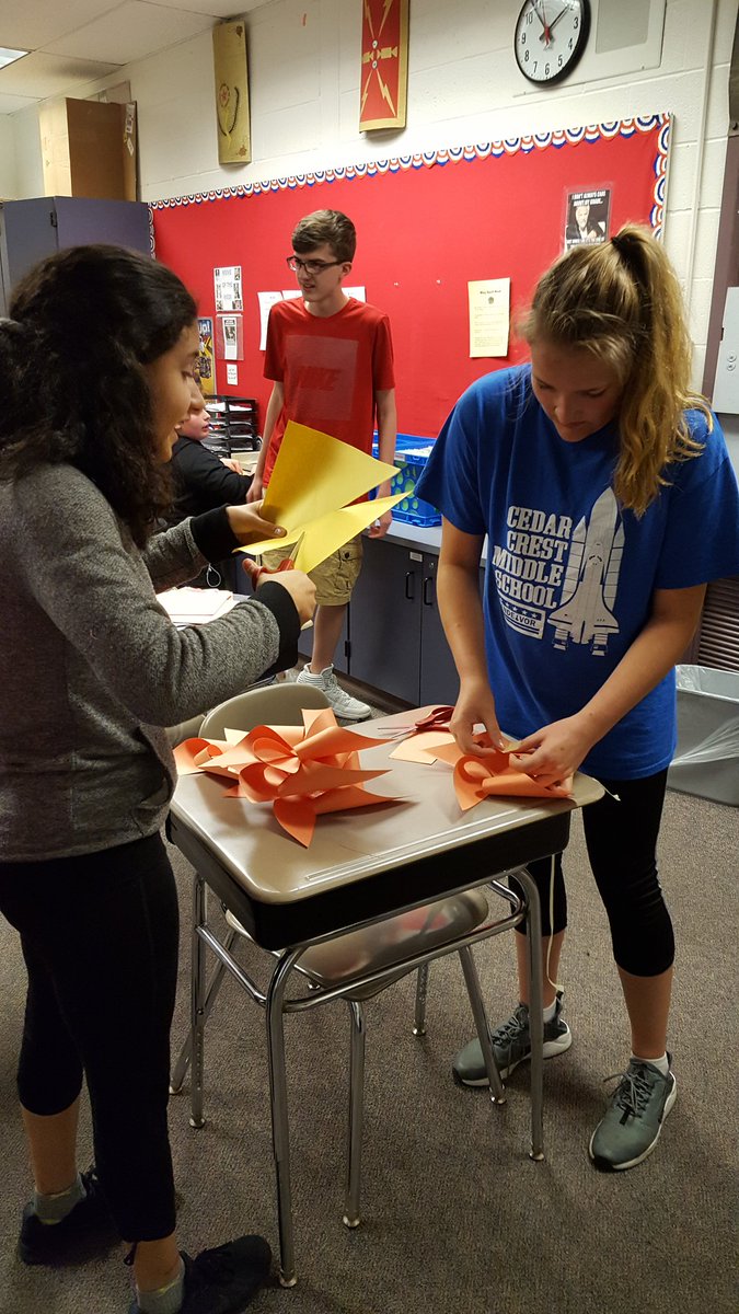 MrGundrumCCMS's tweet photo. With the lip-dub postponed, my homeroom cranked out over 130 pinwheels to honor a student we recently lost. Way to go guys! #FalconPride #FalconsCARE #bettertogether2018 https://t.co/WilVSyEWD1