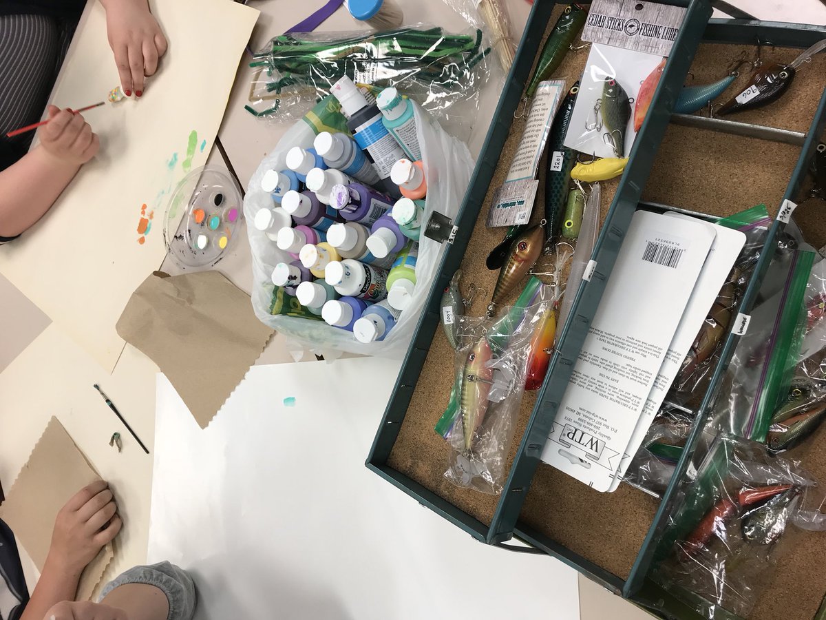 ms_edmonstone's tweet photo. another big shout out to mr. ayres for sharing his passion for crafting fishing lures with us this afternoon! we will use lures that we have painted & sanded when we head to the river later this month. #programenhancement #TLDSBLearns #wwdipalsc @IEWeldonSS https://t.co/bVSVEYsTJj