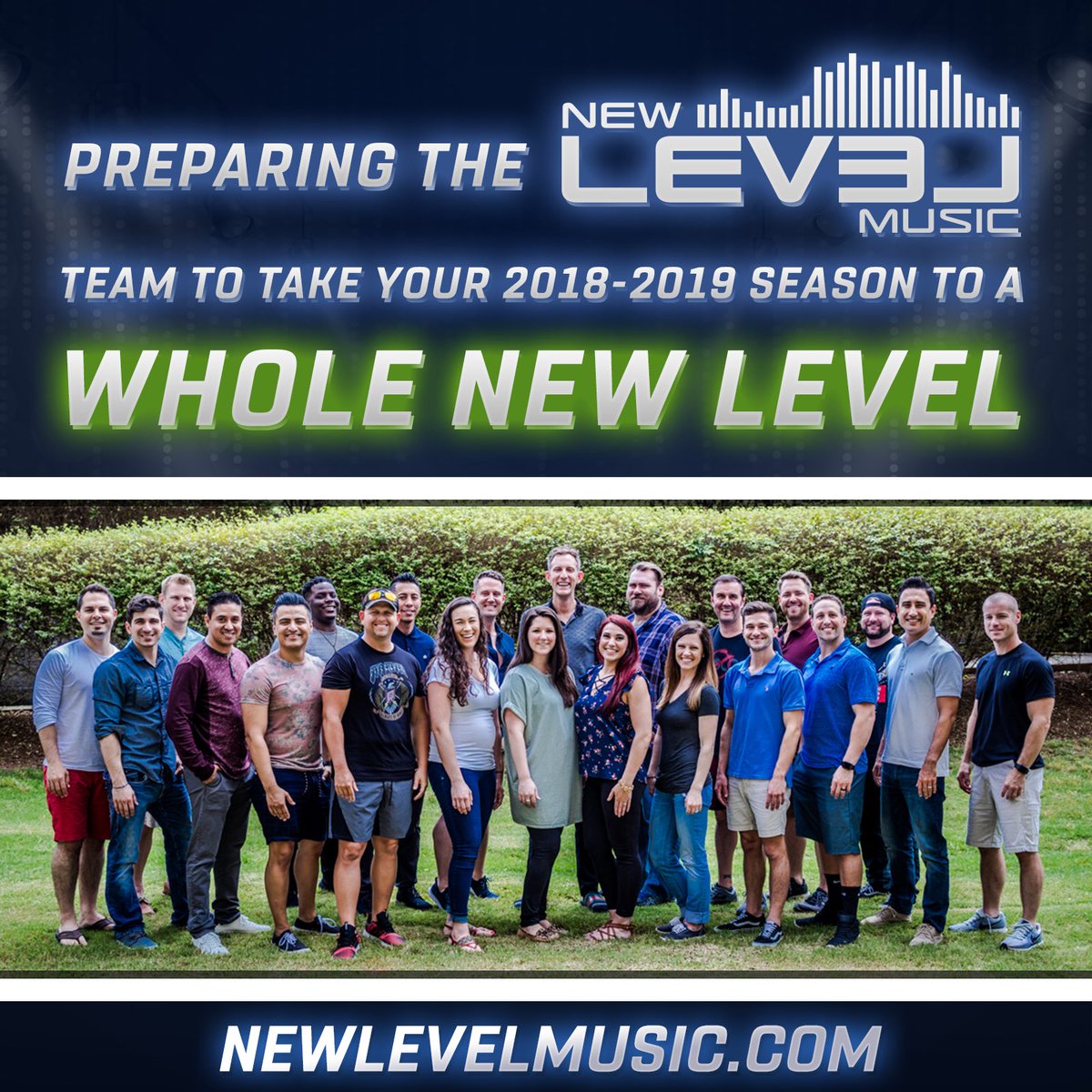 NewLevelMusic's tweet photo. This many talented minds under one roof, can you imagine the outcome?!

2019 is going be unlike any other, some would say a whole NEW LEVEL 

Contact us today to book for the 2018-2019 season! https://t.co/4zDeNXbOeb