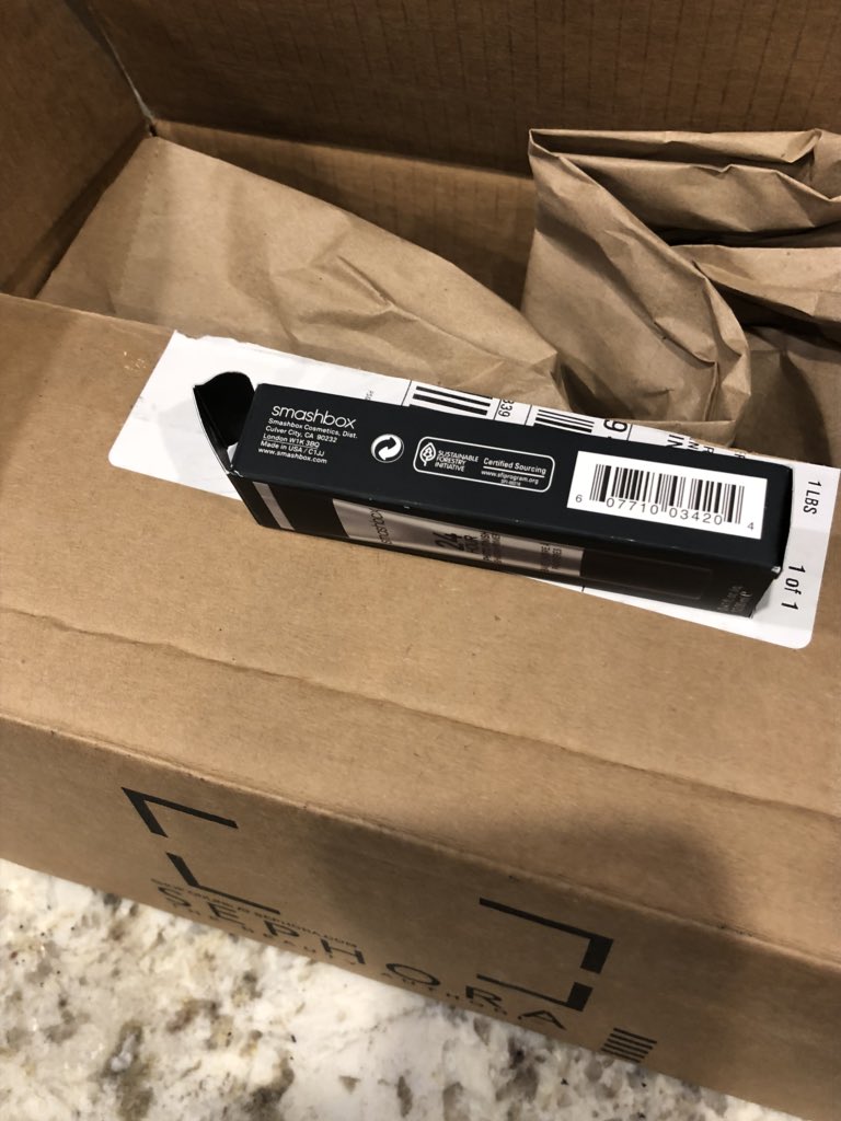 ckasinger's tweet image. Relieved that my local @Sephora shipped my @Smashbox primer when it was out of stock in store. However the sustainable forest initiative packaging on the makeup is trumped by the excessive shipping box. #DoBetter