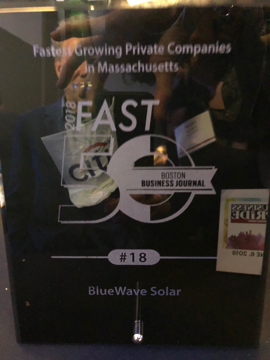 Congrats, BlueWave Solar! Top 20 fastest growing private companies in #Massachusetts!