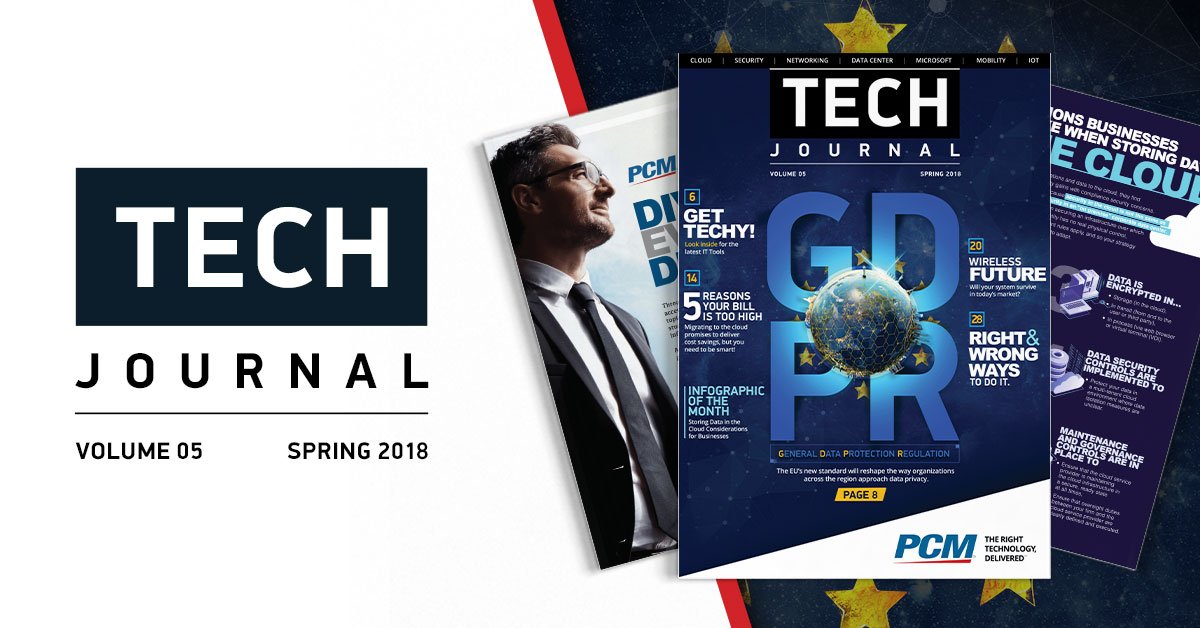 PCM's tweet photo. PCM's 5th Edition Tech Journal is out now! The latest edition gives business and IT leaders the latest content, technology guides, essential information on GDPR &amp; more. Download the full book today: https://t.co/m8TpieY7Kx https://t.co/MsiPQJFxft