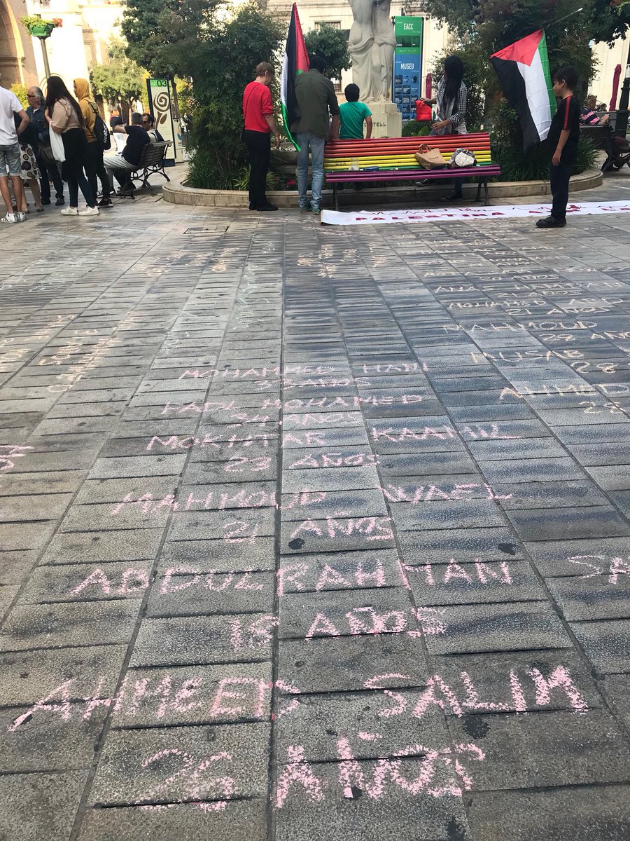 WGazapal's tweet photo. Today my city wanted to demonstrate against the brutal aggression against civilians in Gaza, their names were recorded so that we never forget them.
#Spain 
#GazaMassacre 
#IAmWithGaza https://t.co/Wu27JHWXdZ