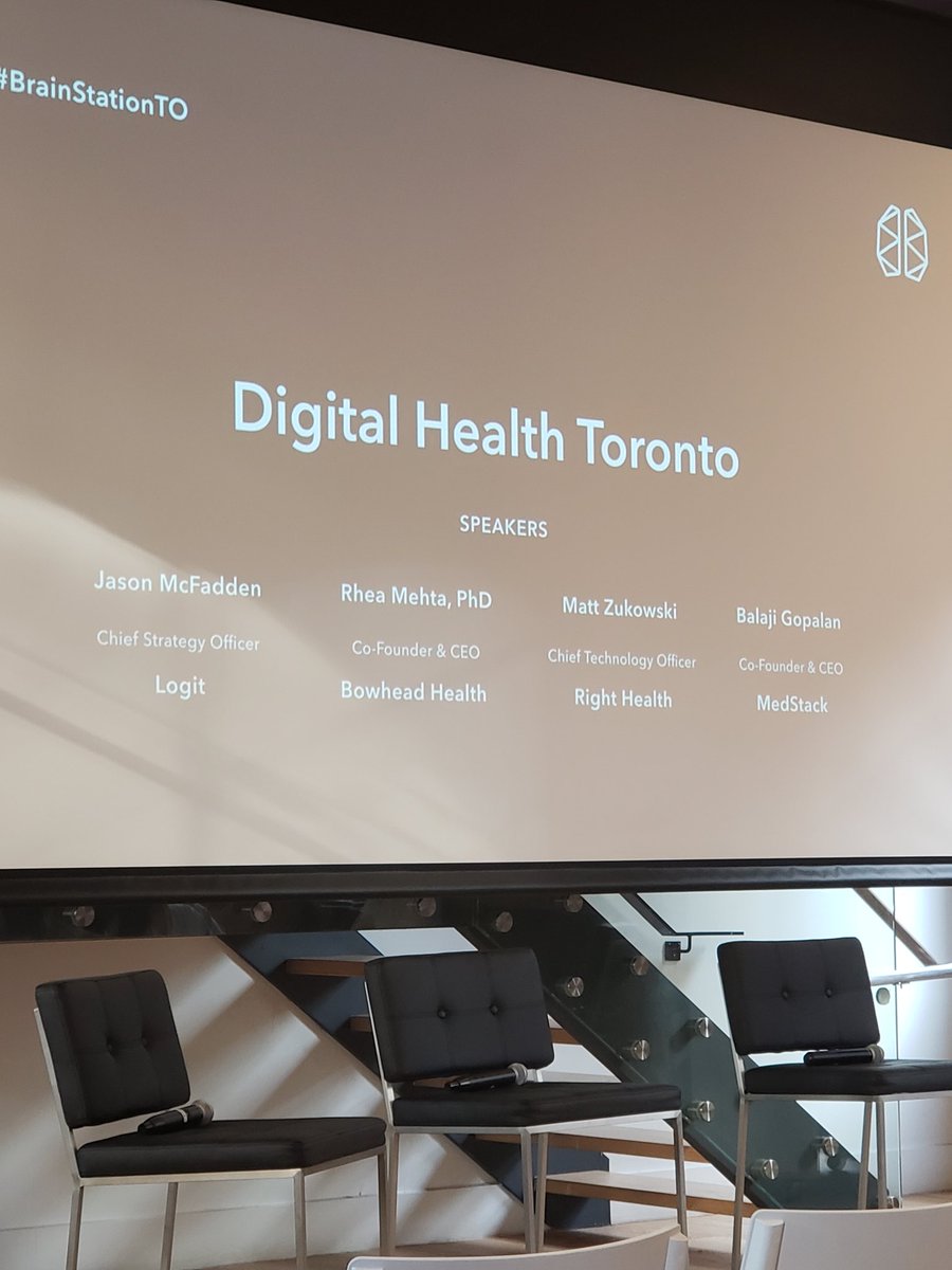 iamcolinjoseph's tweet photo. DIGITAL HEALTH event tonight - featuring @MedStack @bowheadhealth @logit_app @akira_md/RightHealth (Btw #BrainStationTO put on an amazing spread!) https://t.co/R0lY7UbrnG
