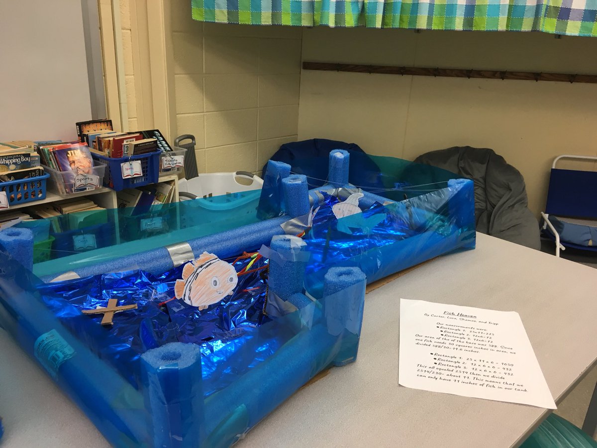 StampJanell's tweet photo. Creating and determining how many inches of goldfish can survive based on volume and area @SASD_EMC https://t.co/41fSiFBzEG