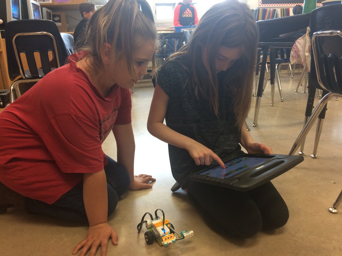 Grade 5s loved exploring robotics today. They were so happy to see their robots move.