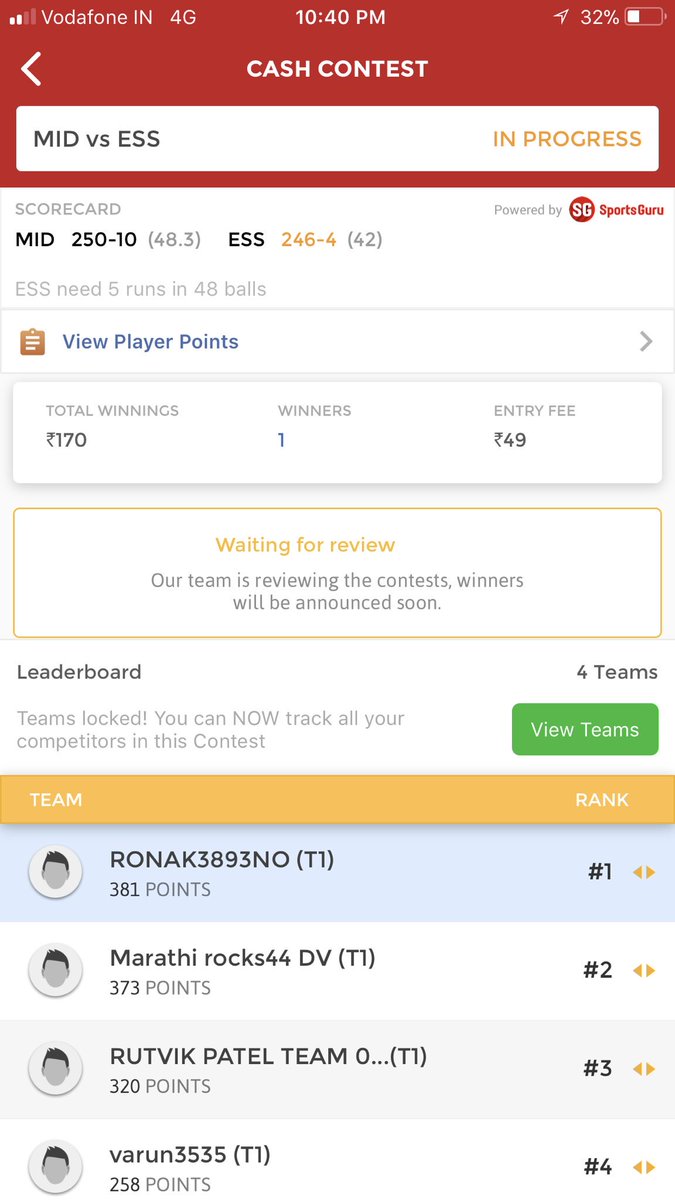 ViratKohli_007's tweet photo. #ENGODD #MIDvsESS Won All Leagues 😍❣️Those Who Joined With Our Team Plzz Post Winnings 😍❣️#IPL #Dream11 #SURvsSOR https://t.co/Ips9Cp5pro
