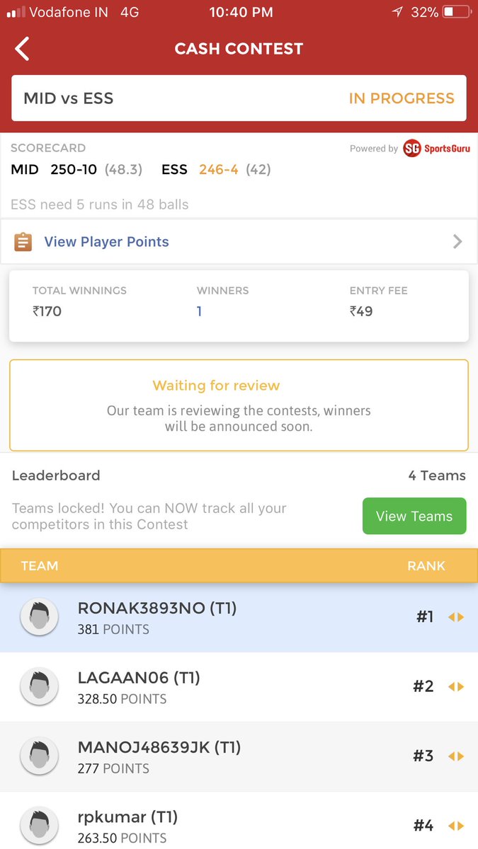 ViratKohli_007's tweet photo. #ENGODD #MIDvsESS Won All Leagues 😍❣️Those Who Joined With Our Team Plzz Post Winnings 😍❣️#IPL #Dream11 #SURvsSOR https://t.co/Ips9Cp5pro