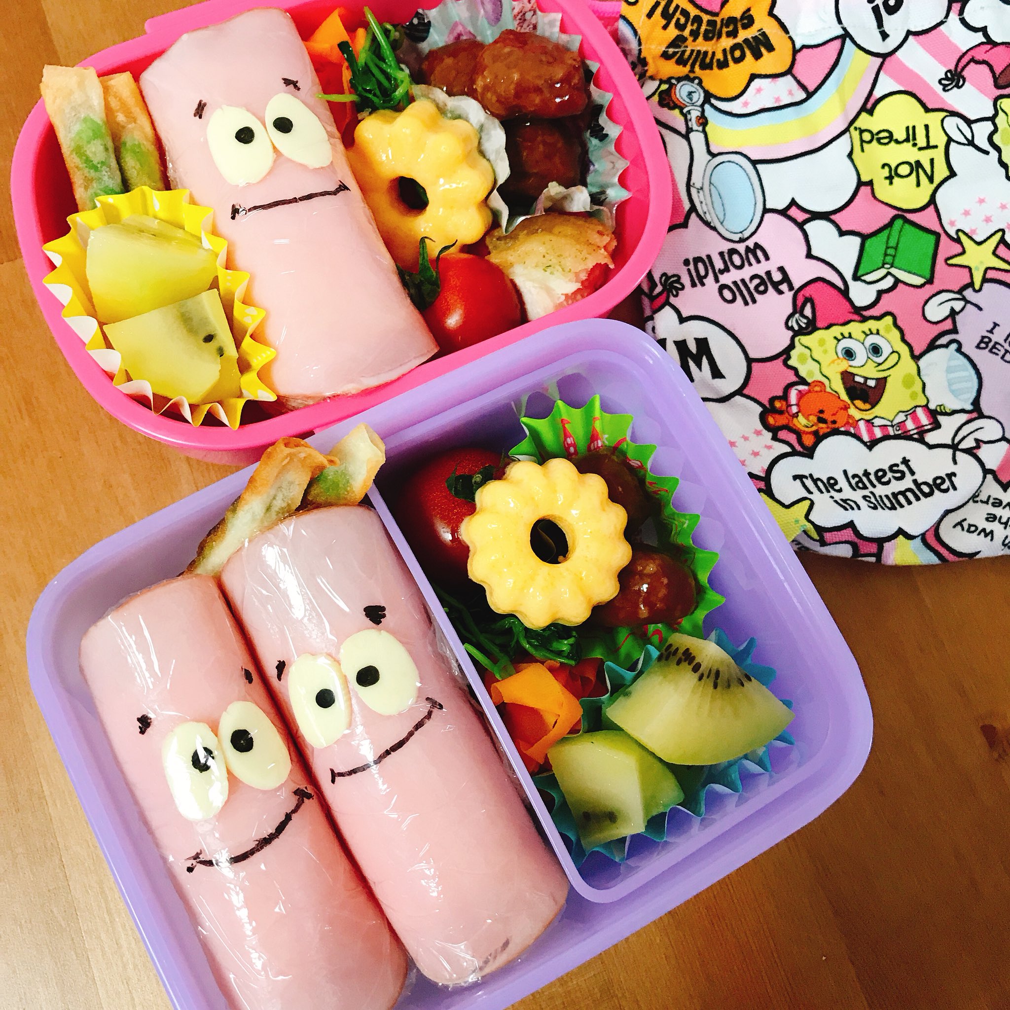 おぐらバター Ar Twitter 先日のお弁当 スポンジボブの パトリックサンド お弁当 幼稚園弁当 キャラ弁 デコ弁 パン弁当 サンドイッチ ロールサンド スポンジボブ パトリックスター