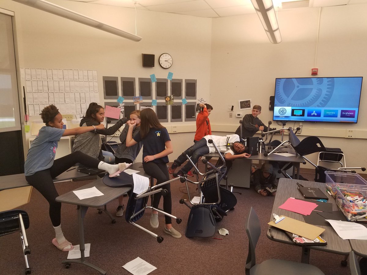 Randolph_teach's tweet photo. Either my students led a full on classroom rebellion or they've got a solid understanding of utopias and dystopias. What do you think? Shoutout to my guest teacher who managed this crazy activity. So brave!! #USDlearns https://t.co/WeNdUOM4t9