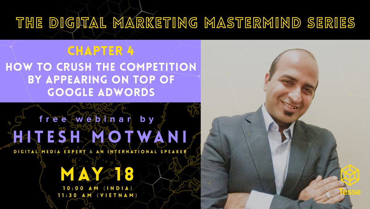 tesseofficial's tweet photo. How to win Google Adwords?? 💡💡
Our free webinar will start in 10 minutes! Please log in to https://t.co/244lfexdrS to know all about SEO with @wisdomsingh ! https://t.co/4K9L6NFTw4