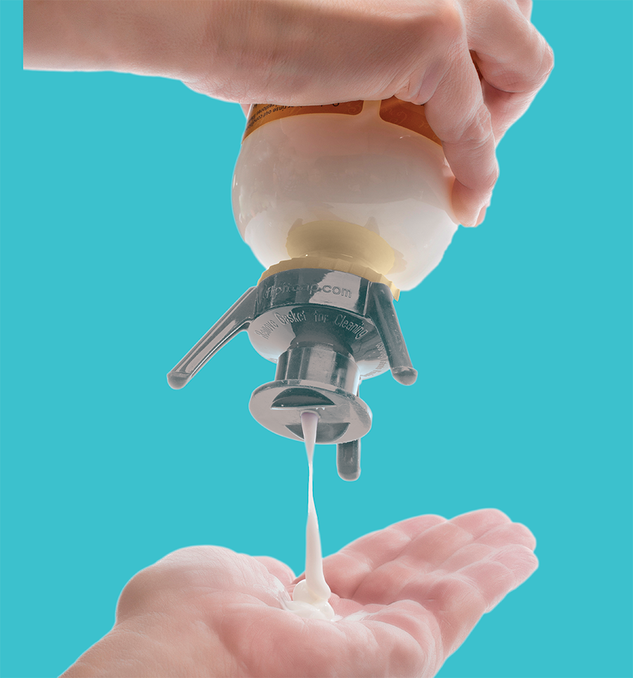 FlipItCap's tweet photo. Stand your bottle upside down. Gravity moves the product down into the bottle’s neck, so all you have to do is open the valve and squeeze! #flipitcap #geteverydrop #flippingawesome https://t.co/i1HbEaL7my
