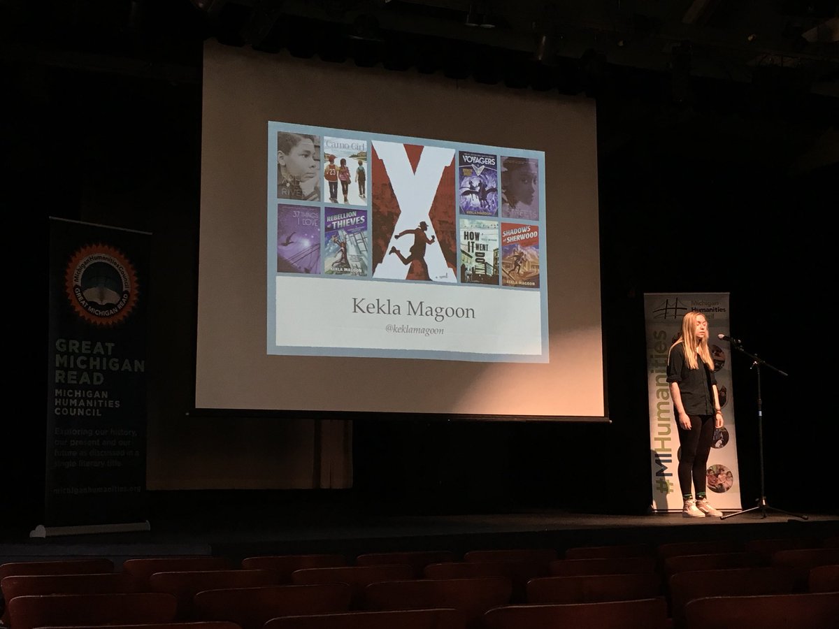 mihumanities's tweet photo. Tonight, before @KeklaMagoon’s Great MI Read presentation at @PetoskeyLibrary, we got to hear Grace Garver — @PHSNorthmen student & Poetry Out Loud state champion — beautifully recite a poem by Larry Levis. Thank you, Grace! #mihumanities #POL18 https://t.co/CReHwX4oUy