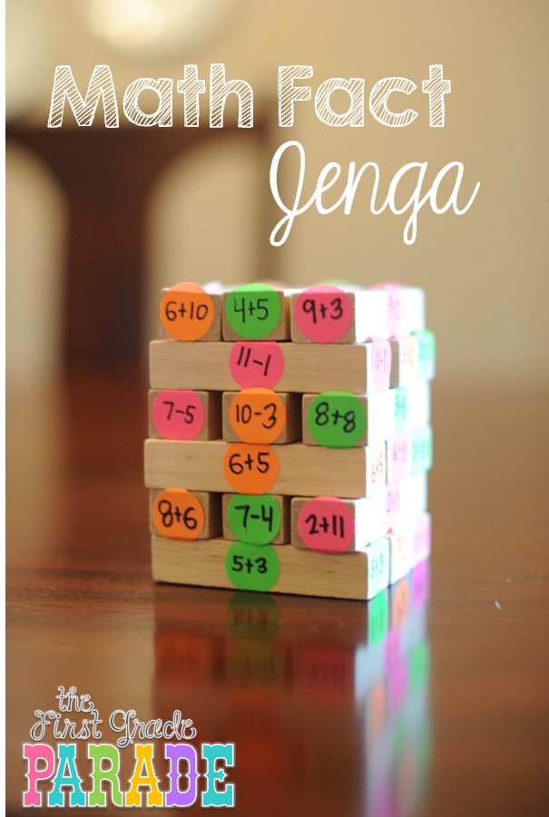 SeeseMolly's tweet photo. I found this idea on Pinterest. We started out with regular Jenga and then Math Fact Jenga. I decided I would amp it up and challenge them with Money Jenga. They loved it! This is a great and fun way to practice various Math skills!💰 #BDNPLN https://t.co/CutsFjIAsT