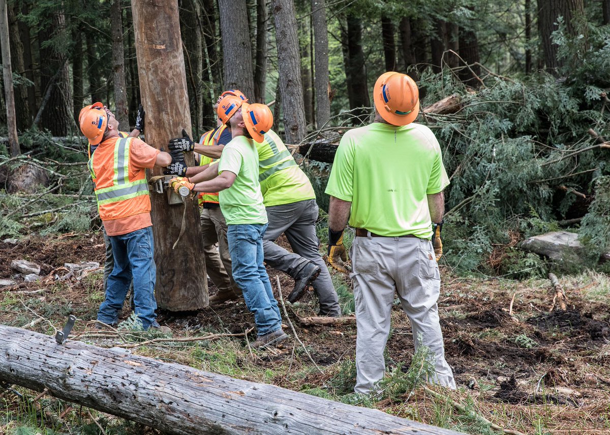 NYPAenergy's tweet photo. NYPA transmission line crews came from Massena and the Clark Energy Center (CEC) to assist in electric restoration of @NYSEandG’s 34.5 Kv system in #SullivanCounty after storms earlier this week. https://t.co/sfTDgizGPc