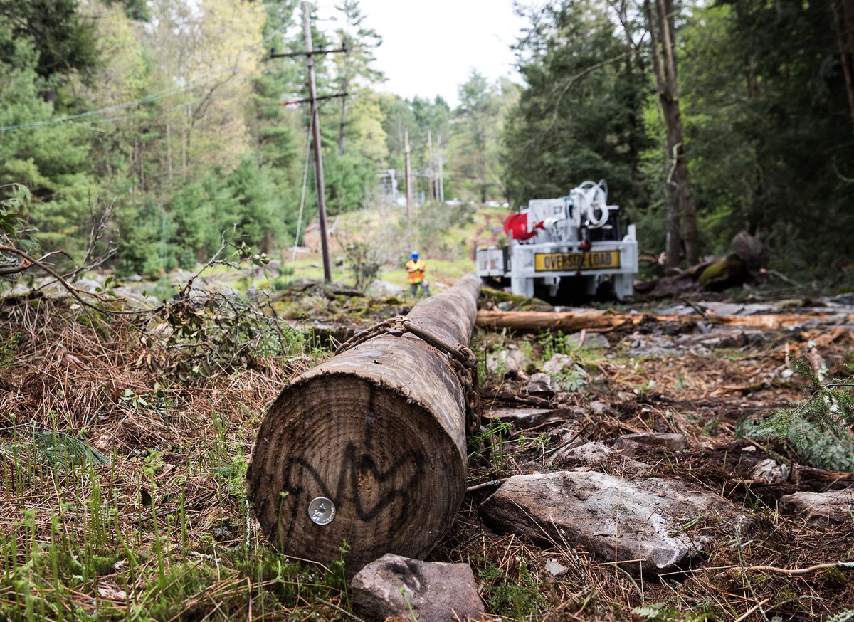 NYPAenergy's tweet photo. NYPA transmission line crews came from Massena and the Clark Energy Center (CEC) to assist in electric restoration of @NYSEandG’s 34.5 Kv system in #SullivanCounty after storms earlier this week. https://t.co/sfTDgizGPc