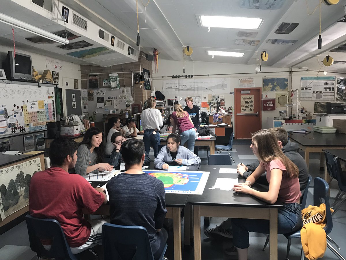 SustainSMC's tweet photo. Students from Woodside High played the Game of Floods with the Youth Exploring Sea Level Rise (YESS) program today. They found that collaboration was crucial to finding equitable adaptation strategies to implement in their hypothetical 2050 islands #APES #YESSProgram https://t.co/ayKBFZhsXc