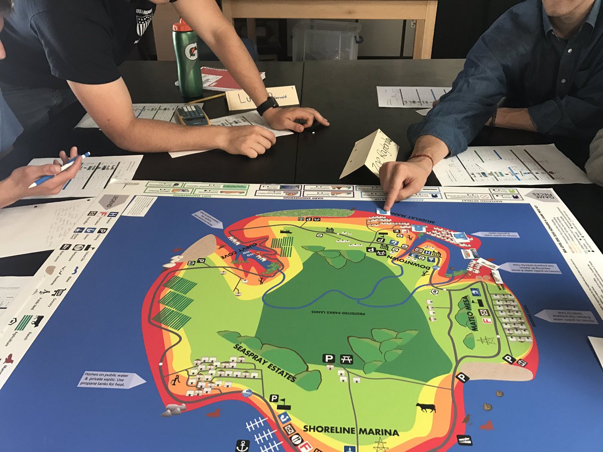 SustainSMC's tweet photo. Students from Woodside High played the Game of Floods with the Youth Exploring Sea Level Rise (YESS) program today. They found that collaboration was crucial to finding equitable adaptation strategies to implement in their hypothetical 2050 islands #APES #YESSProgram https://t.co/ayKBFZhsXc