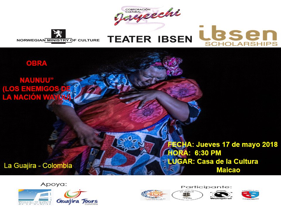 jayeechi010's tweet photo. NAUNUÜ hoy en MAICAO!! No te puedes perder la presentación de parte de Jauregui de nuestra obra Naunuü en este momento!! 
Lugar: Casa de la Cultura. 

¡Te esperamos!🙌🙌🙌 https://t.co/Cx8xDjWiuf