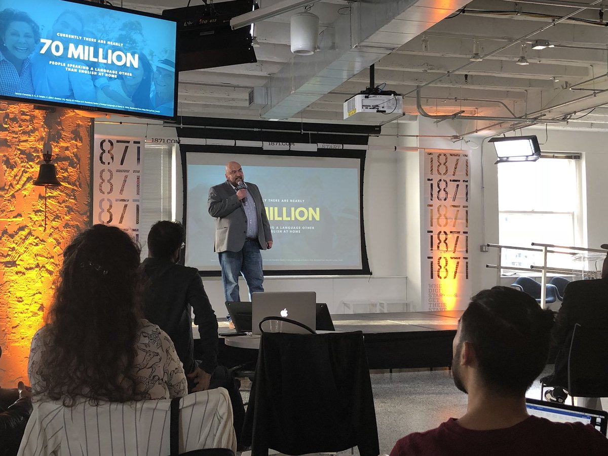 Lore_Ivette's tweet photo. At the @founders_live Chicago 99 second pitch competition cheering on @Interpreter_Tap #yougotthis #latinx #hispanictech https://t.co/NFUFqEoloh