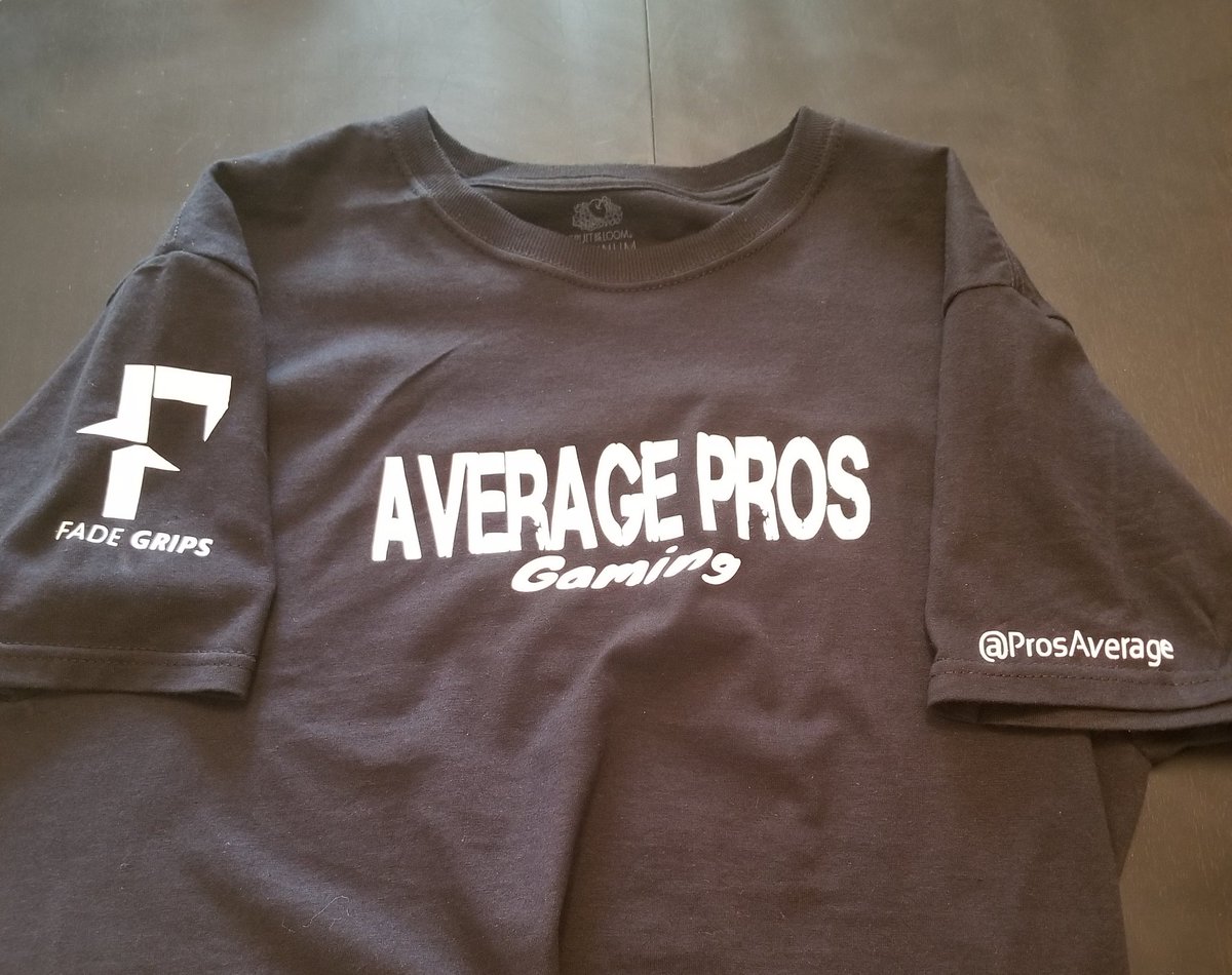 ProsAverage's tweet photo. Made a trial shirt and a few decals for our new brand AvgPro Apperal! What do yall think? We would love to help #SupportSmallStreamers so if you're a small time streamer like us and want your logo on a shirt or some decals let us know! @AyzcPromotion @VPGamingPower @ShoutGamers https://t.co/buUMTaKVOD