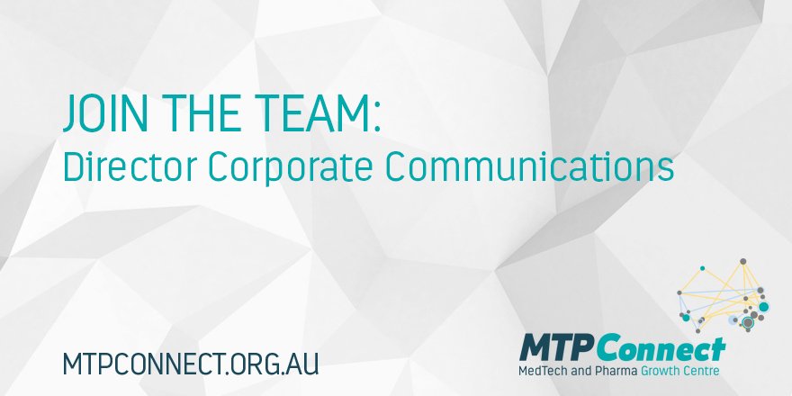 MTPConnect_AUS's tweet photo. Opportunity: #MTPConnect is recruiting a Director Corporate Communications. This senior-level role would suit an experienced professional with all-round skills, with #medtech, #biotech and #pharma sector experience highly regarded #scicomm https://t.co/D5Nwq2BNFX https://t.co/jE2KDpr1t1