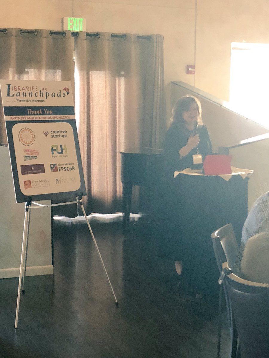 createstartups's tweet image. Thank you to Veronica Gonzales, Secretary of Cultural Affairs for the State of New Mexico, for welcoming our librarians and startups this evening to our #LibrariesasLaunchpads dinner! #nmtrue