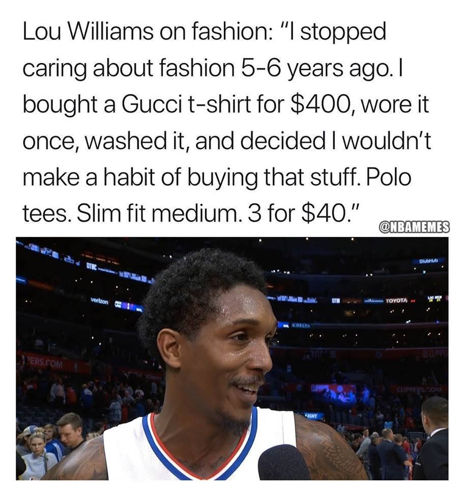NBAMemes's tweet photo. Lou Williams keeps it real. https://t.co/KbKIL3nXne