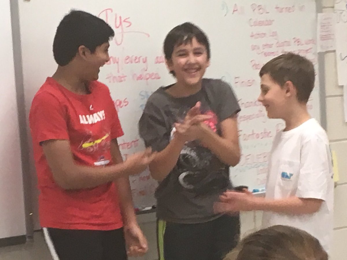 Surprised winners of a computer game contest created for a PBL project, congratulations!
