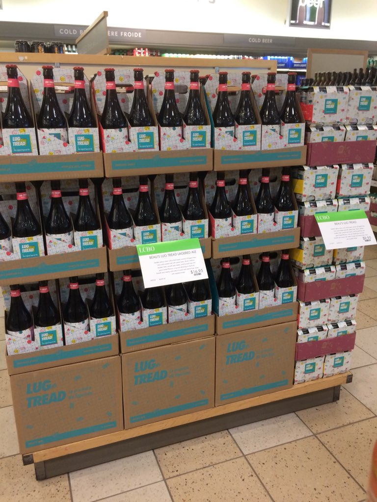 JuddFromBeaus's tweet photo. The #SummerOfLug is in full effect and the #Westboro @LCBO. Check out the hip new packaging @beausallnatural is wrapping their award winning flagship beer, #LugTread the #OriginalLageredAle. For a limited time only, pick your #Organic #OntarioCraftBeer up before the long weekend! https://t.co/KoJudU1se7