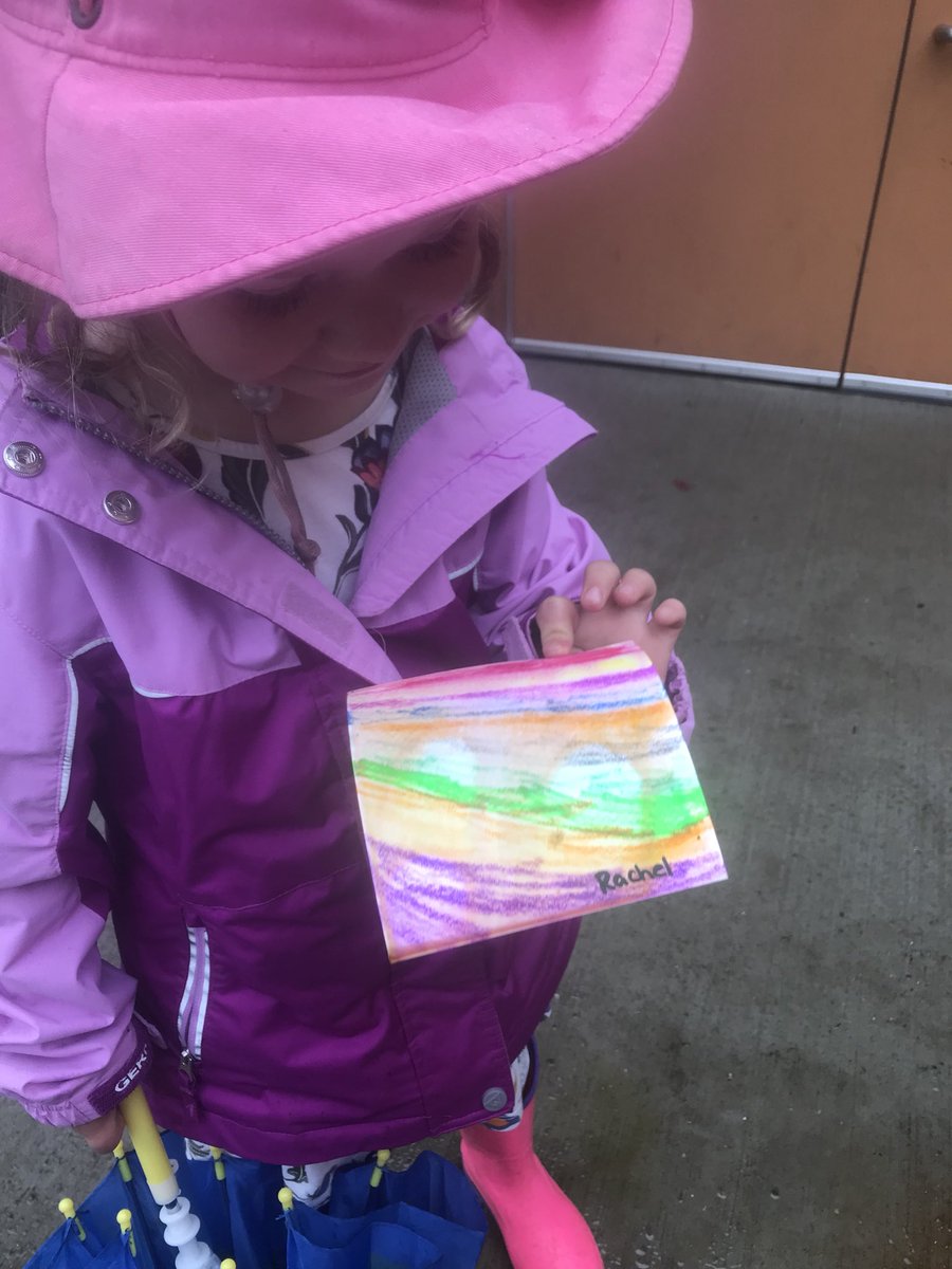 CF_kindies's tweet photo. When it’s rainy outside....go outside!! We were absolutely amazed to see what happened to our rainbow art when we brought it outside in the rain  ☔️ @Copperfield106 https://t.co/WEfl4NPcxO