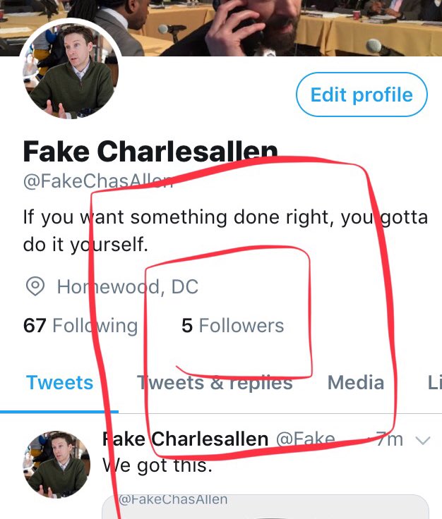FakeChasAllen's tweet photo. You know what has GOT to be embarrassing? Being the 2nd most followed Charles Allen acct. Amirite @ThanksCAllen? https://t.co/1vm36RaB0H