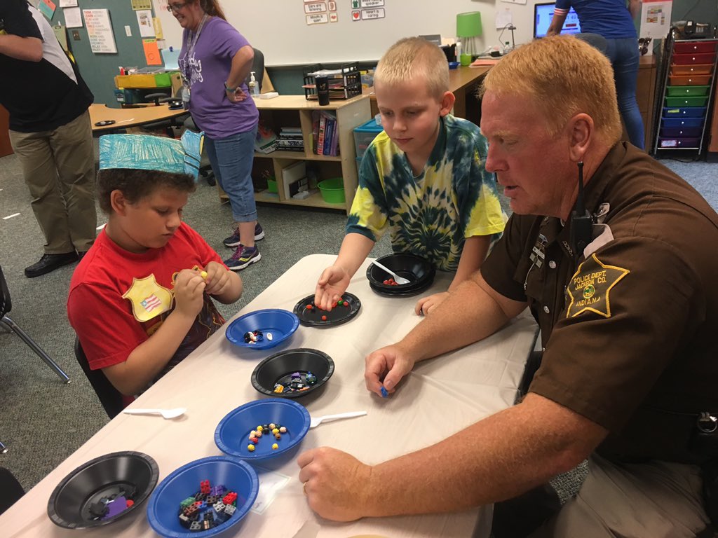 reddingschool's tweet photo. Students in Ms. Samons class celebrated Law Enforcement Appreciation week in style today. We're not sure who had more fun. Thank you to all of our officers out there for keeping us safe!!! #StingersUp #ReddingRocks https://t.co/gLRp9BD0uu