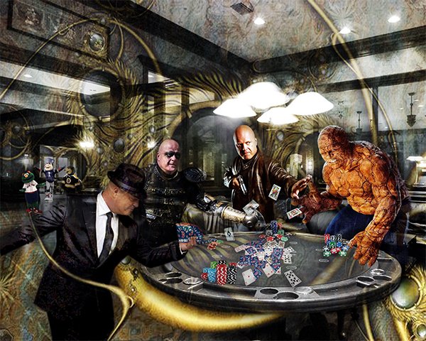 FracturedInfini's tweet photo. #fracturedInfinity iconic #FantasticFour #TheShield #Vegas and #Gotham imagery, a couple surprises #DigitalArt #CrazyArt #NotAfraidOfColor #Commission for Geoff to have signed by @MichaelChiklis at #Comicpalooza https://t.co/TXhabJaFdP
