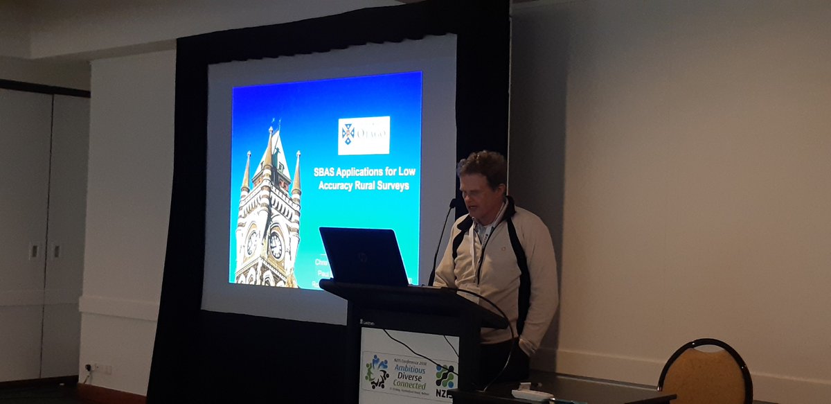 LINZ_Geodesy's tweet photo. And now Chris Pearson from @Otago talking about using #SBAS for cadastral surveying @NZsurveyors @GeoscienceAus @CRCSI #positioning https://t.co/k9O3fKS5vS