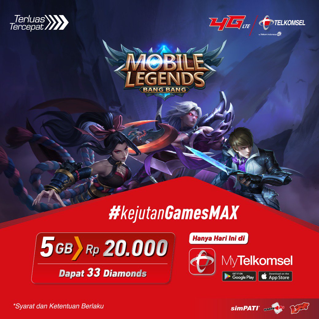 LoopStation_YK's tweet image. Aktifkan paketnya di tsel.me/kejutangamesmax, ada kuota 5 GB untuk 30 hari serta 33 diamonds yang bisa kamu dapatkan hanya dengan Rp20.000! #loopcorner3