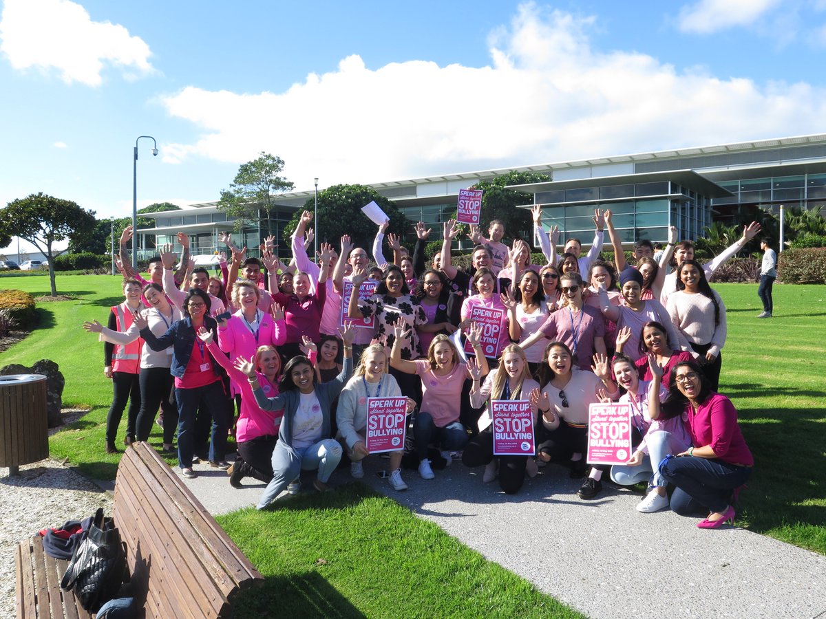 We’re all in pink today supporting #PinkShirtDayNZ it’s more than just a day it’s a movement #SpeakUp #StandTogether #StopBullying