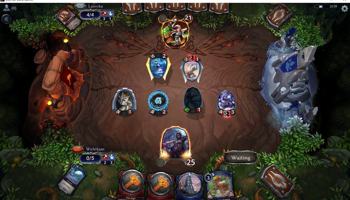 MattFalcioni's tweet photo. @EternalCardGame Got stuck in a draft game today.  Button said "waiting" but I kept getting the "running out of time" animation on my avatar.  Eventually had to concede for my 3rd loss :(. https://t.co/yciAQqWErL