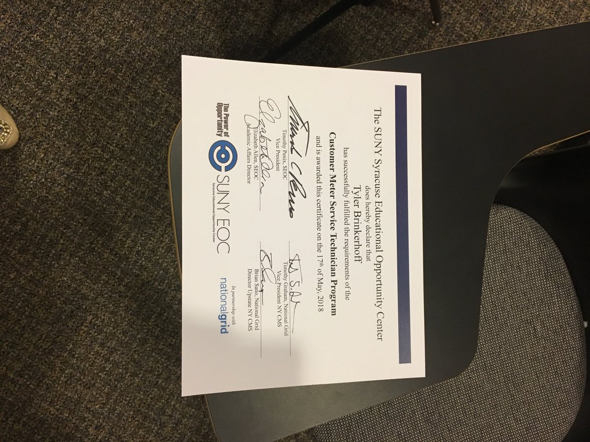 National Grid Inaugural Customer Meter Services training program Graduation in partnership with SUNY EOC.  Congratulations Graduates!
