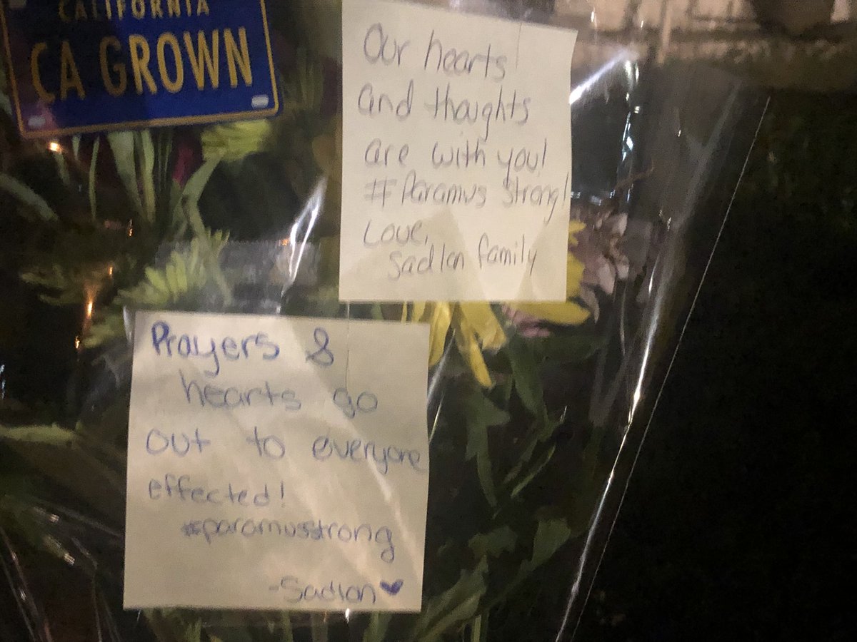 JLaytonTV's tweet photo. Tribute outside East Brook Middle School In Paramus after a deadly school bus crash in Mount Olive. A teacher and 5th grader killed on a field trip. Dozens sent to the hospital. Please keep them in your prayers. #ParamusStrong @CBSNewYork https://t.co/1KAGuQ4LS2