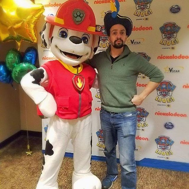 DPAC's tweet photo. #TBT to that time Lin-Manuel Miranda visited @pawpatrollive 🐾. You too can enjoy a Paws-itively great time with the brand new Great Pirate Adventure show when it comes to DPAC Sat, June 2 &amp; Sun, June 3 📆 ! 🐶 ⭐ https://t.co/0aPpR8YP8y https://t.co/wAzpcZUOoT