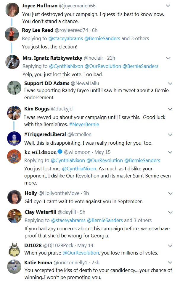 ORContraCosta's tweet photo. Disturbing Trend: Clintonists who demand ‘Unity’ won’t get behind Sanders endorsed candidates.
Yet Bernie Wing gets behind Hillary supporters like Ellis,Abrams,Nixon,etc. because of policy.
Hillary die-hards embodying the political immaturity they accuse Sanders supporters of. https://t.co/l5hAkzErfY