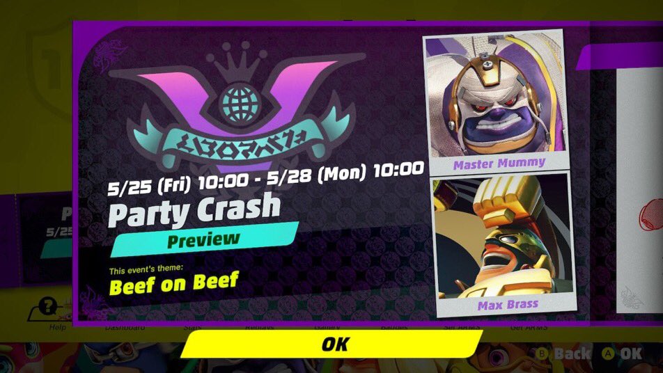 edgarfrfx's tweet photo. New #ARMS Party Crash has been announced!
Beef on Beef, Max Brass VS Master Mummy.
Who will you play as?
Tell me in the comments! I haven’t decided on who I’m playing... but this Party Crash is happening on my last week of school!
#NintendoSwitch #ARMSPartyCrash https://t.co/w3bVaN1EAf