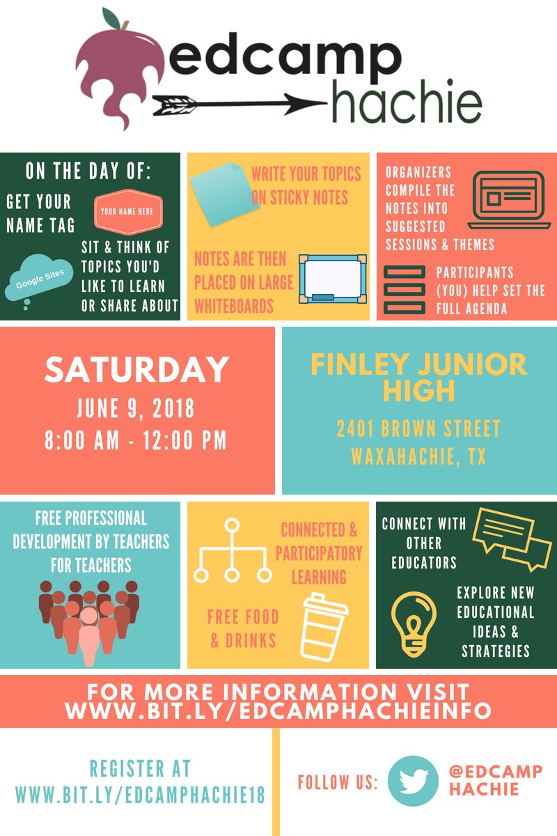 EdcampHachie's tweet photo. It’s coming!!! June 9th is right around the corner! Join us for a great morning of learning and free stuff! #edcamphachie18 https://t.co/qoTJM7fobD https://t.co/CGCzhifjqH