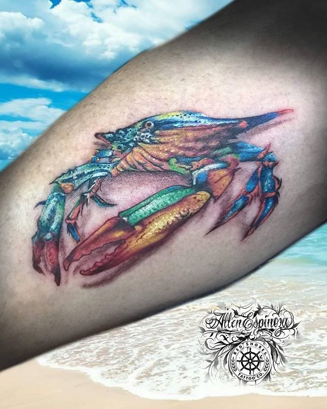redshores's tweet photo. Just finished up this awesome crabformy friend Paul! #redshorestattoo #colortattoos #crab #crabtattoo #art #artoftheday #crablife #cancer #cancertattoo #Houston #houstontattoo #Texas #texastattoo #fkirons #eternalink #spektraxion https://t.co/Zl0OzbsL43 https://t.co/kCImT9xAnI