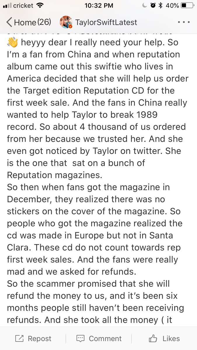 CutifulazingJ's tweet photo. PLEASE READ THIS @taylorswift13 @taylornation13 this fraud spent money she got from 4 thousand Taylor's Chinese fans who just wanted to contribute to the first week sale, buying the VIP and meeting Taylor and doing all the things that Swifties in China are dreaming about！！ https://t.co/78ZsPm3e5P