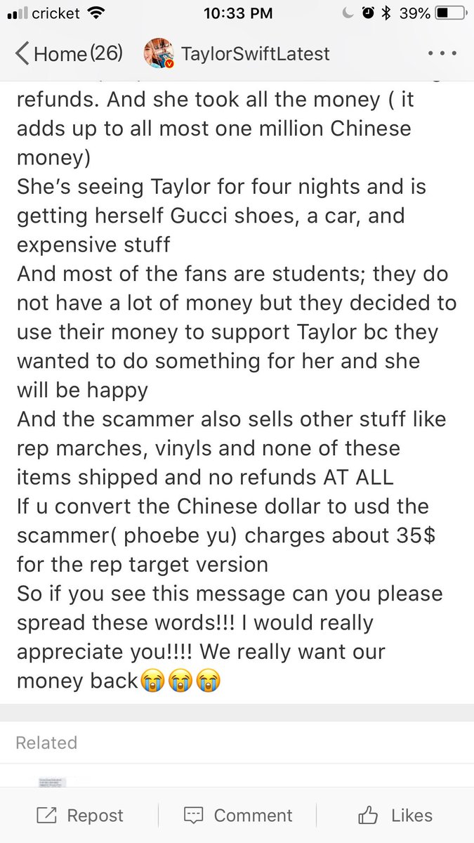 CutifulazingJ's tweet photo. PLEASE READ THIS @taylorswift13 @taylornation13 this fraud spent money she got from 4 thousand Taylor's Chinese fans buying the VIP and meeting Taylor #taylorswift #repTourSantaClara #reputatiomStadiumTour #Reputation #Swifties #reptour https://t.co/8J3pHQ7Xoi